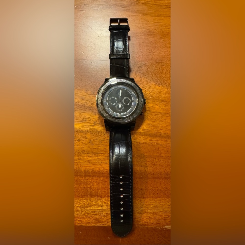 KC men’s Black Diamond Face Watch W/ Removable Bezel